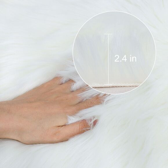 Soft Faux Fur Rug Indoor Fluffy Area Rugs Rectangle Floor Mat 2 x 5ft Snow White - Picture 4 of 6